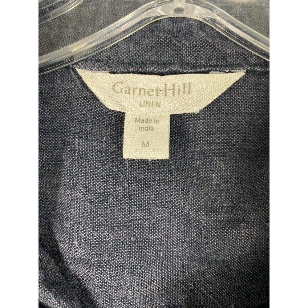 Garnet Hill 100% Linen Knee Length Dress Women Sz M Denim Blue Coastal - Picture 5 of 10